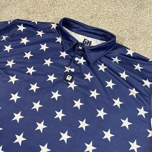 Greater Half Polo‎ XL Blue White Stars USA Patriotic Golf Shirt Performance